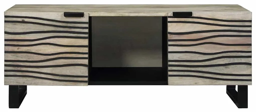 Dohányzóasztal Fehér, Fekete 100 x 54 x 40 cm tömör mangófa