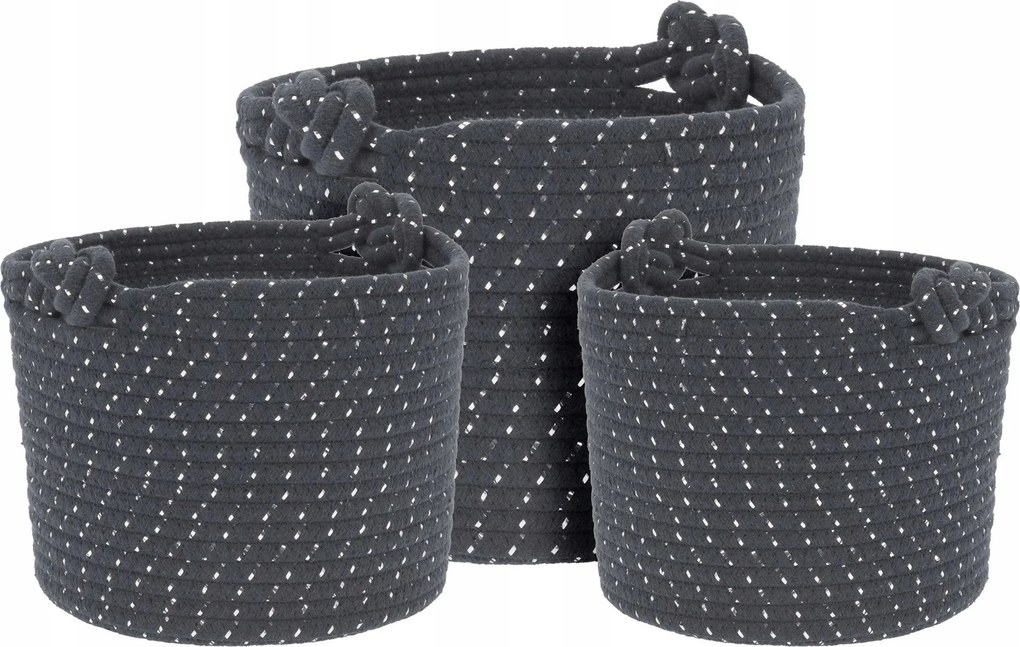 Kötélből Készült Kosár Szett, Eredeti Szürke Kosarak x3