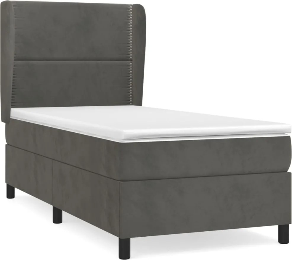 vidaXL sötétszürke bársony rugós ágy matraccal 100 x 200 cm