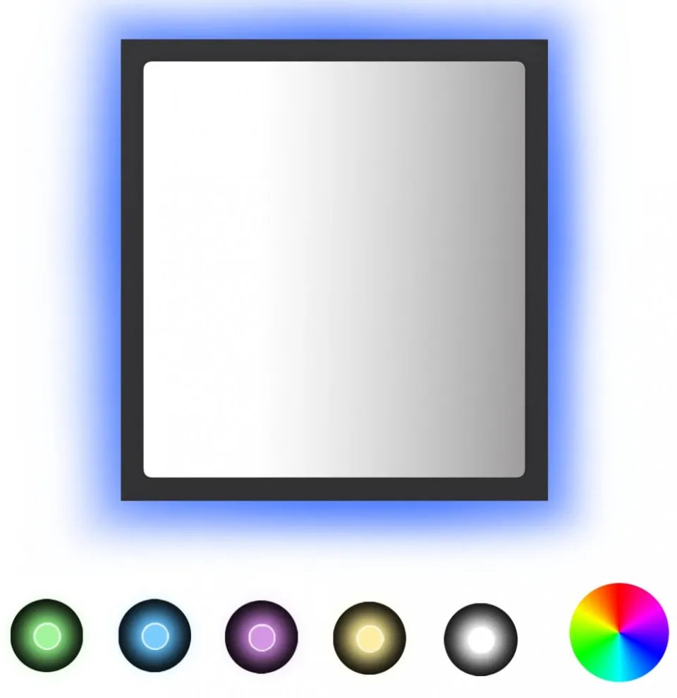 szürke akril LED-es fürdőszobai tükör 40 x 8,5 x 37 cm