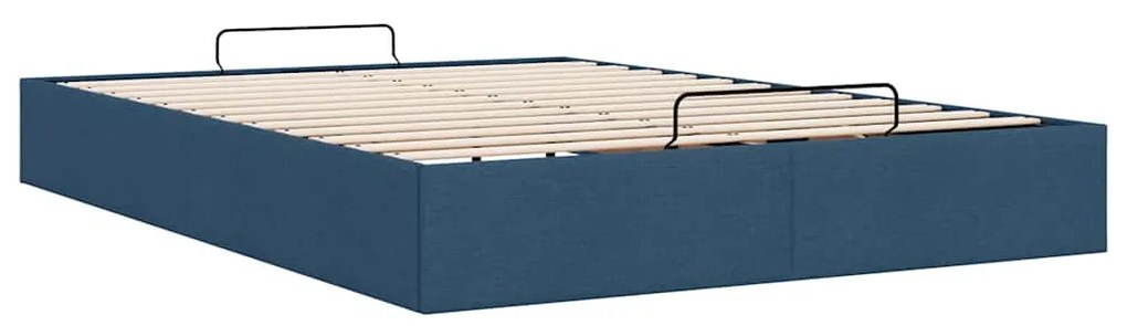 Ottomán kék szövet ágykeret matrac nélkül 140 x 190 cm