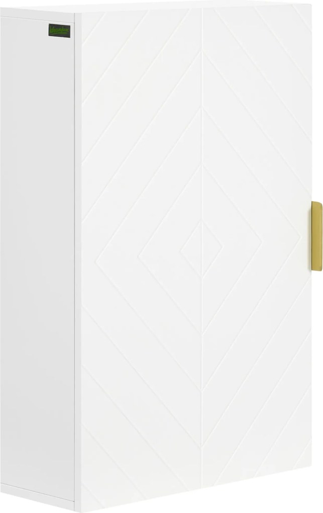kleankin Modern Fali Fürdőszobai Szekrény Felfüggesztett Fürdőszobai Bútor 1 Acél Fogantyúval és Állítható Polcokkal 15.7x5.9x23.6 inch Fehér | Aosom
