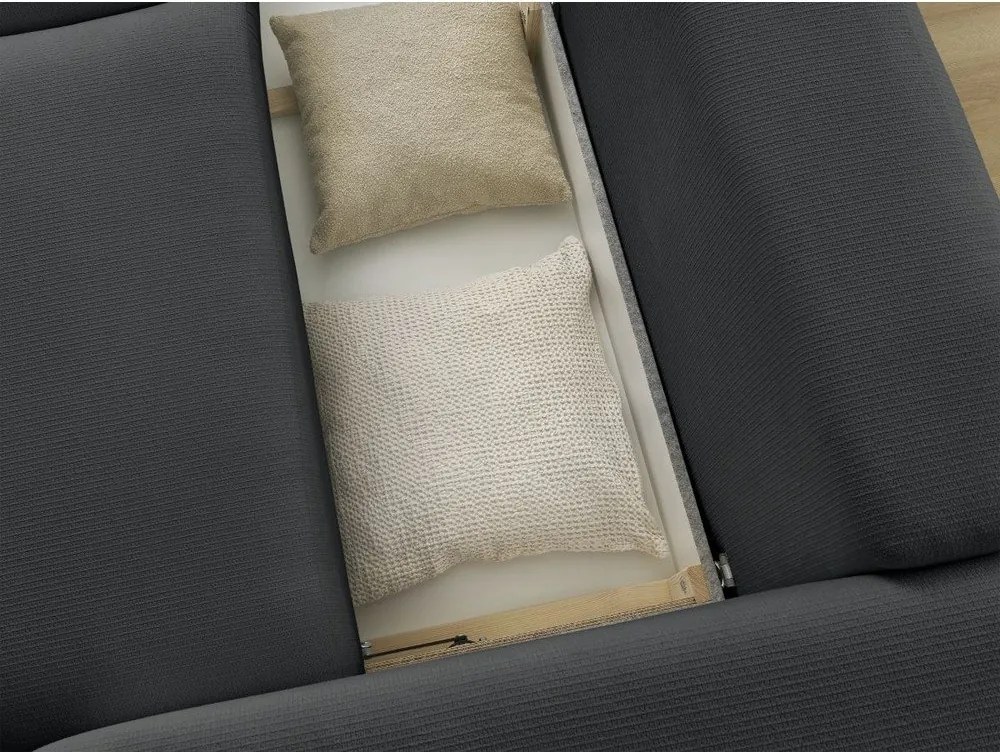 Fekete kinyitható-tárolóhelyes kanapé 265 cm Ezechiel – Bobochic Paris