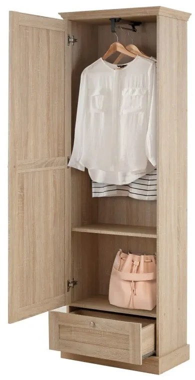 Natúr színű ruhásszekrény tölgyfa dekorral 60x180 cm Binz – Støraa