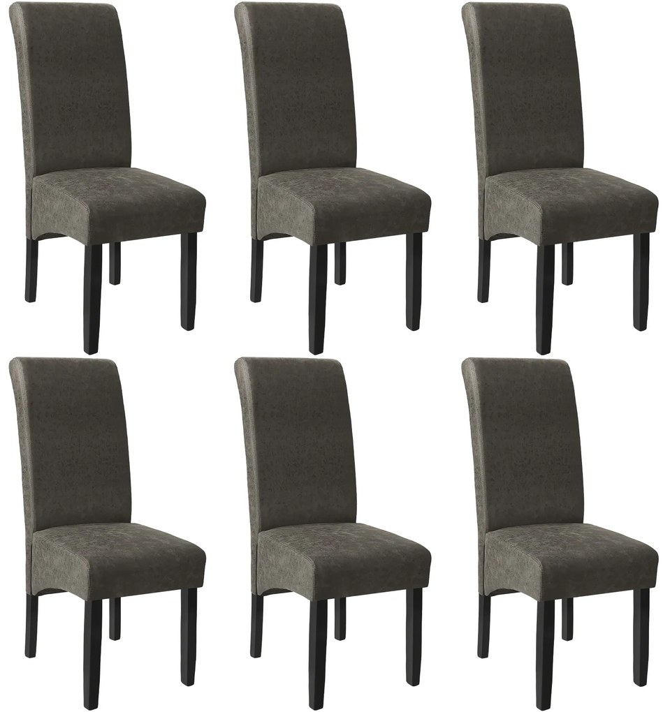TecTake GmbH 403629 ergonomikus tömörfa étkezőszék - márványszürke, 6 darabos készlet