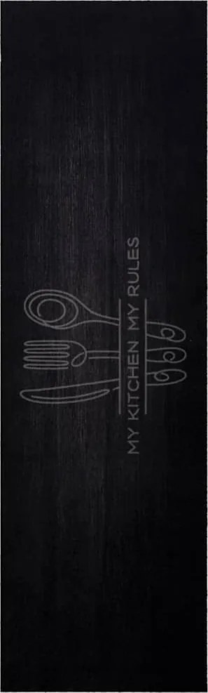 vidaXL Konyhai szőnyeg Fekete 150 x 45 cm Bársony