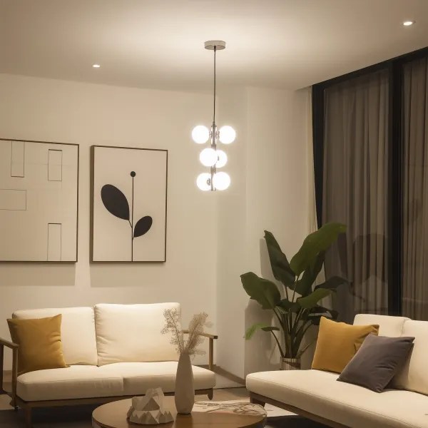 Brilagi - LED Csillár zsinóron MILLA 6xG9/3W/230V fényezett króm/fehér