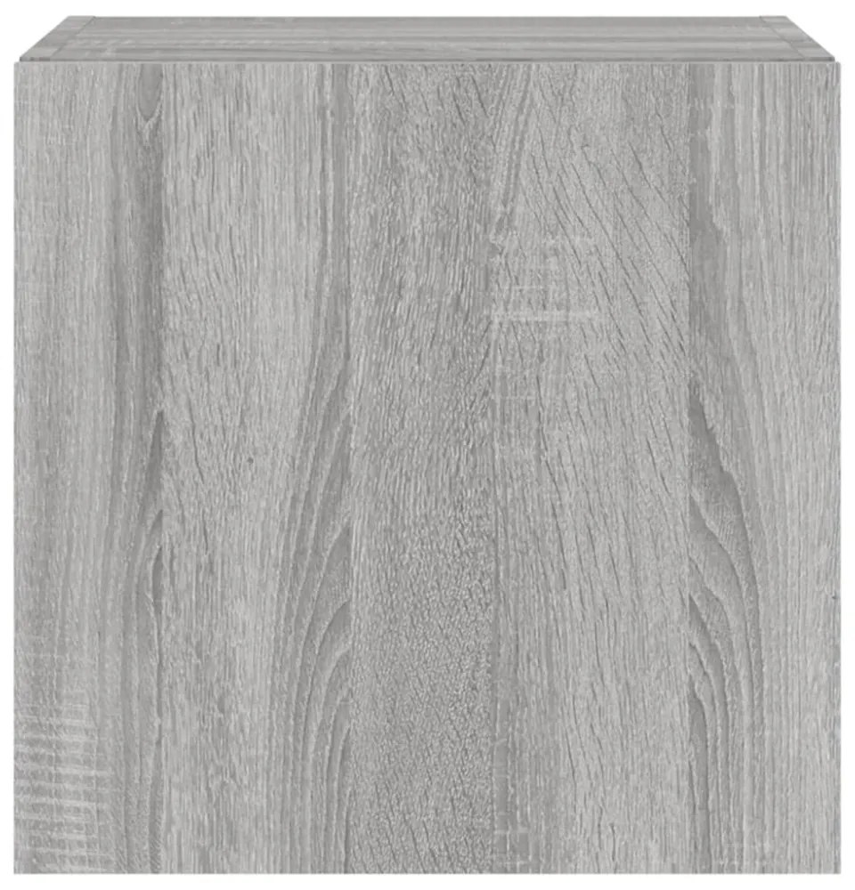 szürke sonoma színű fali TV-szekrény LED-ekkel 40,5x35x40 cm