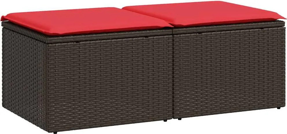 vidaXL 2 részes barna polyrattan akácfa kerti ülőgarnitúra párnákkal