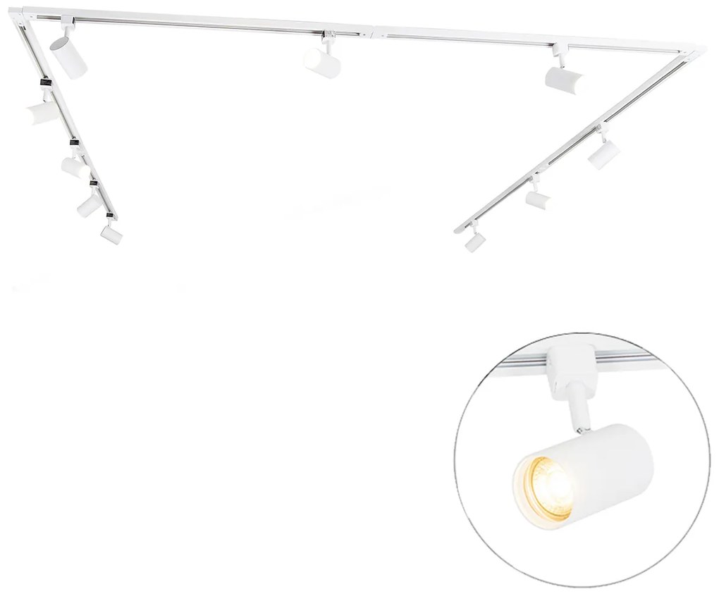 Modern 1 fázisú sínrendszer 10 spotlámpával fehér - Jeana