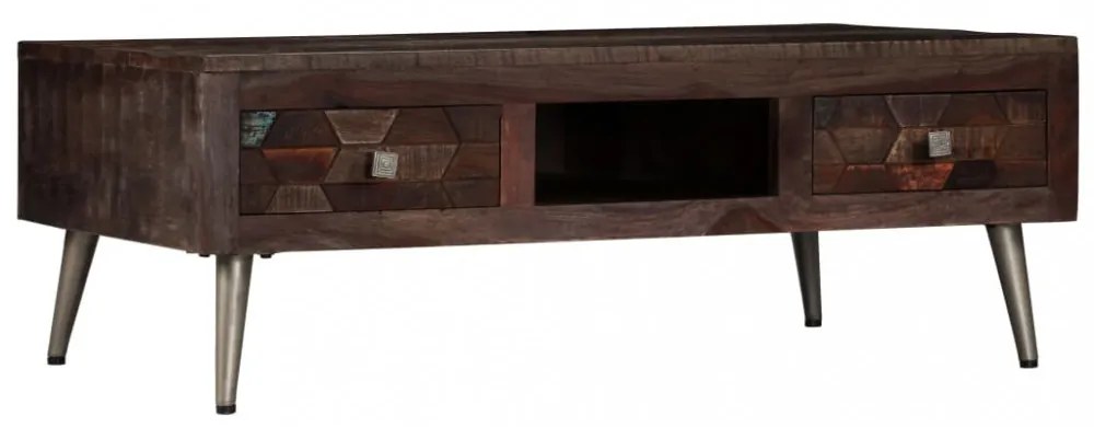 újrahasznosított tömör fa dohányzóasztal 100 x 60 x 35 cm