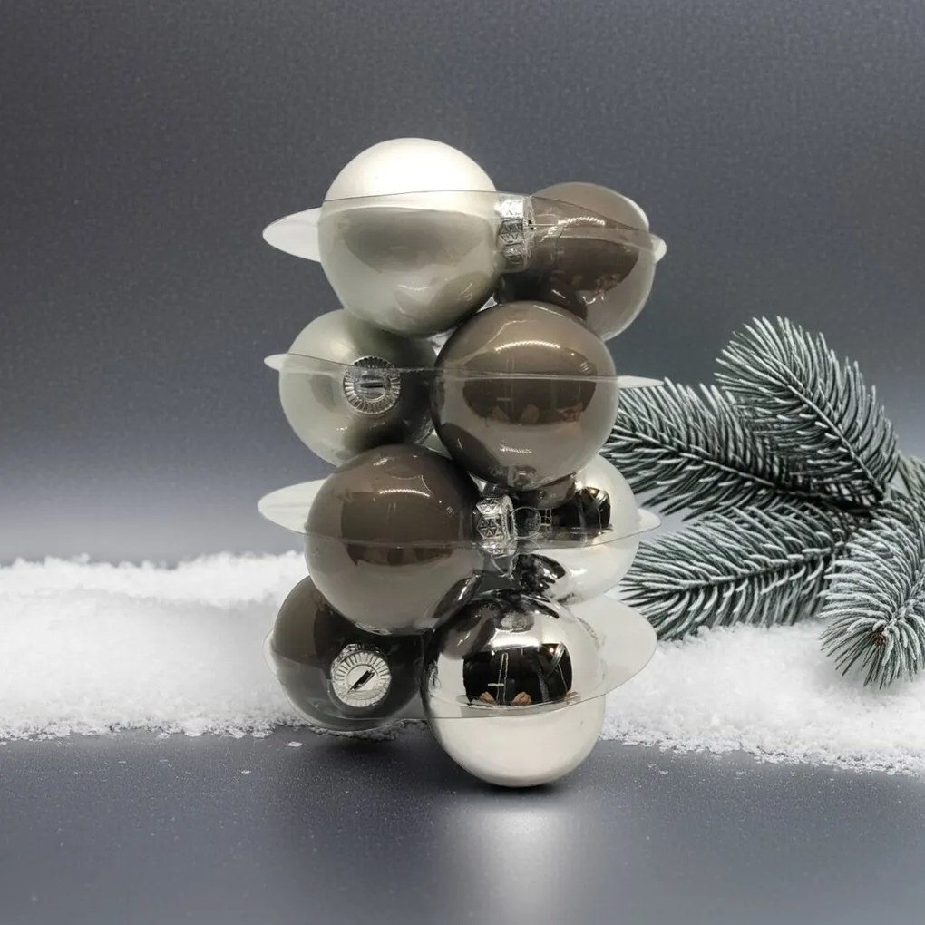 Silver ezüst üveg karácsonyi gömb szett 12*6cm