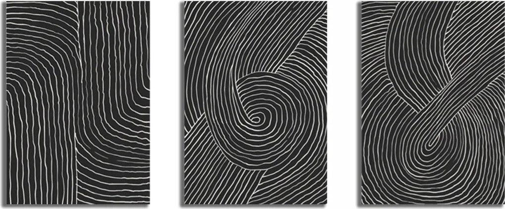 Falikép szett 3 db Absztrakt fekete vonalak otthonra 40x90 cm