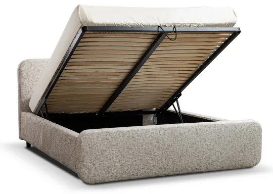 LAJLA kárpitozott ágy 160x200 cm matrac nélkül, bézs