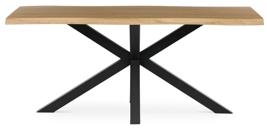 Étkezőasztal, 180x90x75 cm, MDF lap, vadtölgy dekor, csillag alakú fém láb