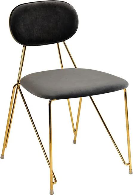 KH Moly aranyszínű fém szék, szürke bársonnyal.