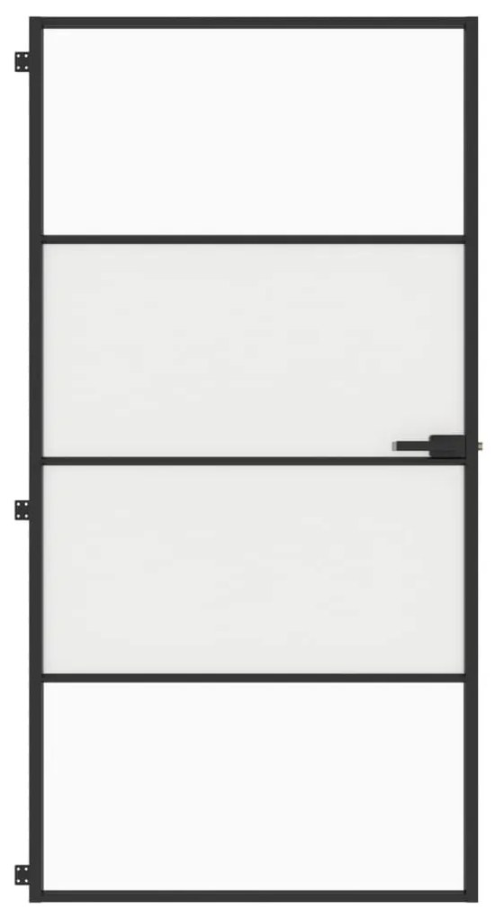 Fekete edzett üveg és alumínium beltéri ajtó 102,5x201,5 cm