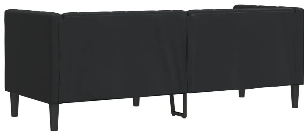 3 személyes fekete műbőr Chesterfield kanapé