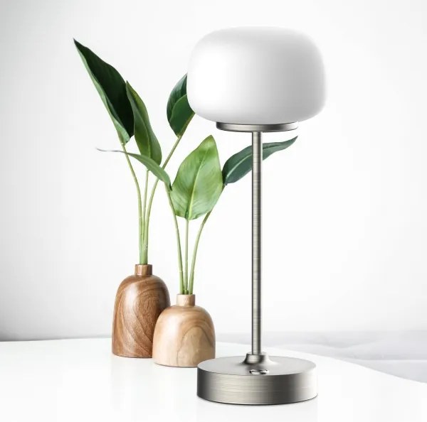 LED Dimmelhető érintős asztali lámpa RIMINI LED/2W/5V USB 2000 mAh króm/fehér