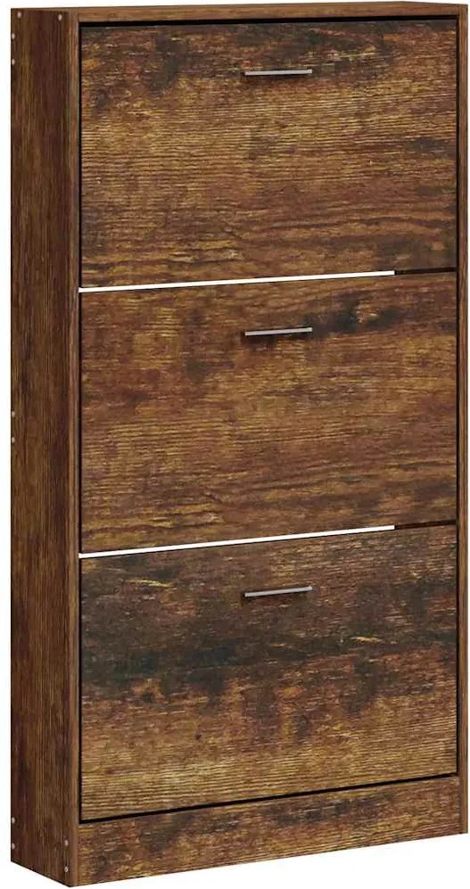vidaXL füstös tölgy színű szerelt fa cipősszekrény 59x17x108 cm