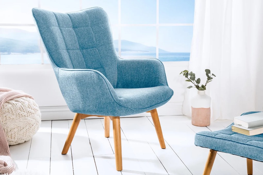 VINCENT design fotel + lábtartó- kék