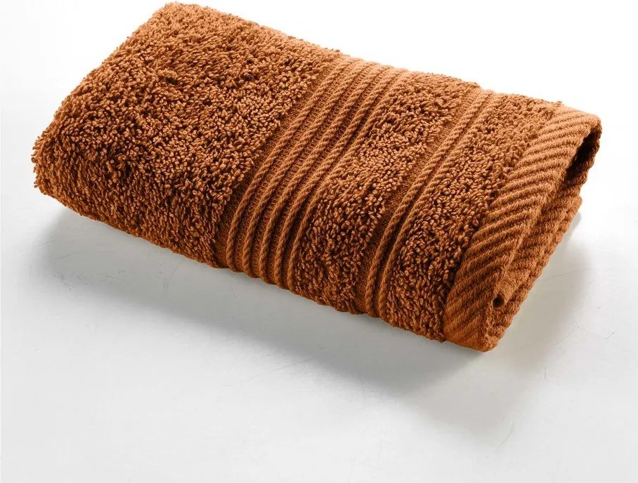 Terrakotta színű frottír pamut törölköző 30x50 cm Tendresse – douceur d'intérieur