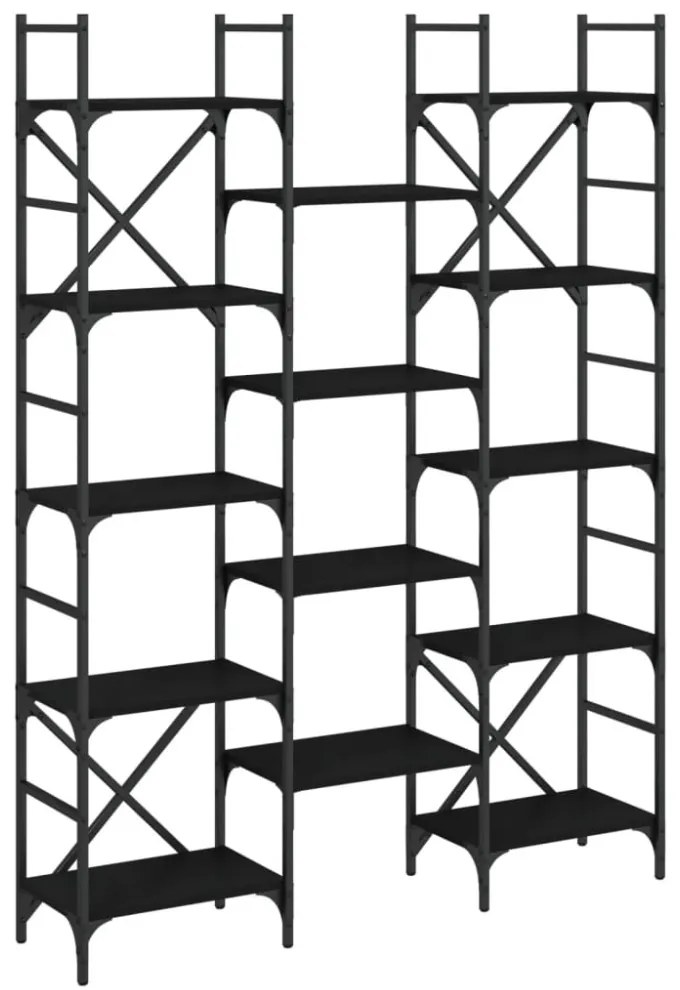 fekete szerelt fa könyvespolc 127,5x28,5x172,5 cm