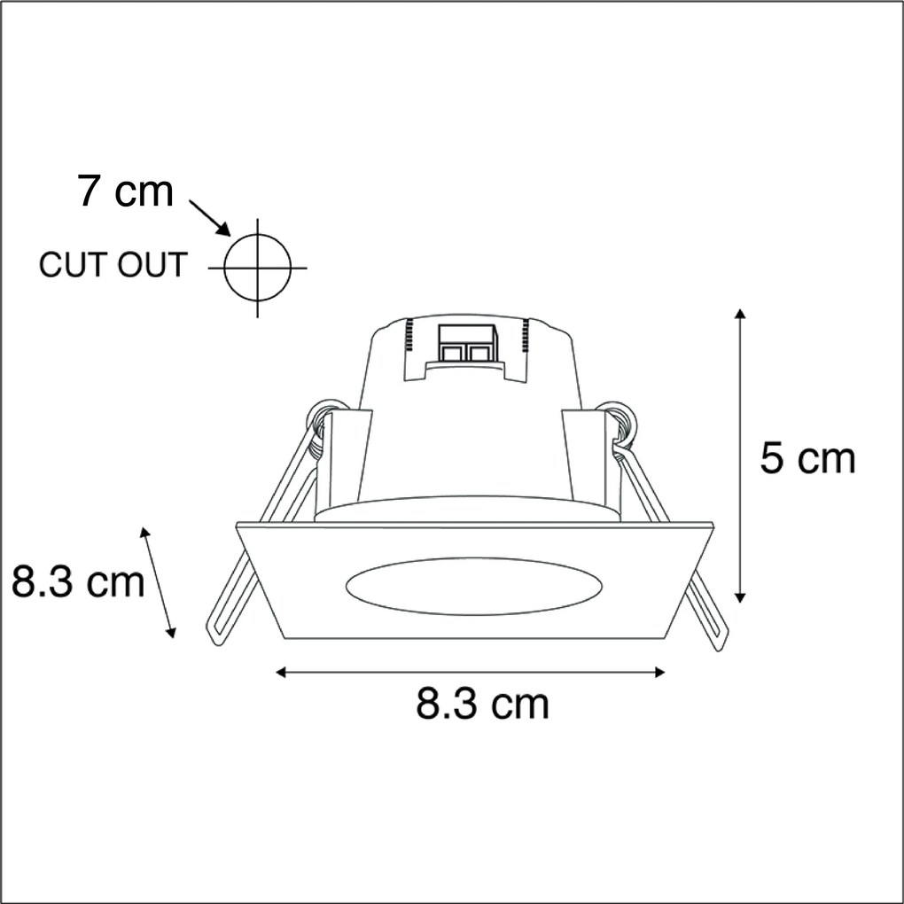 3 db négyzet alakú acél beépített spotlámpa LED-del IP65 - Simply