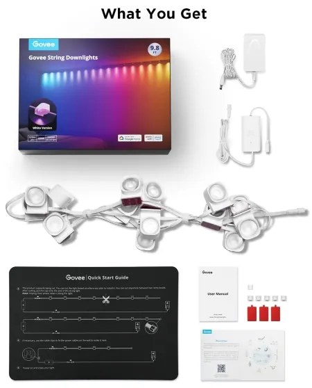 Govee - RGBIC LED Szalag Downlights 5m Wi-Fi