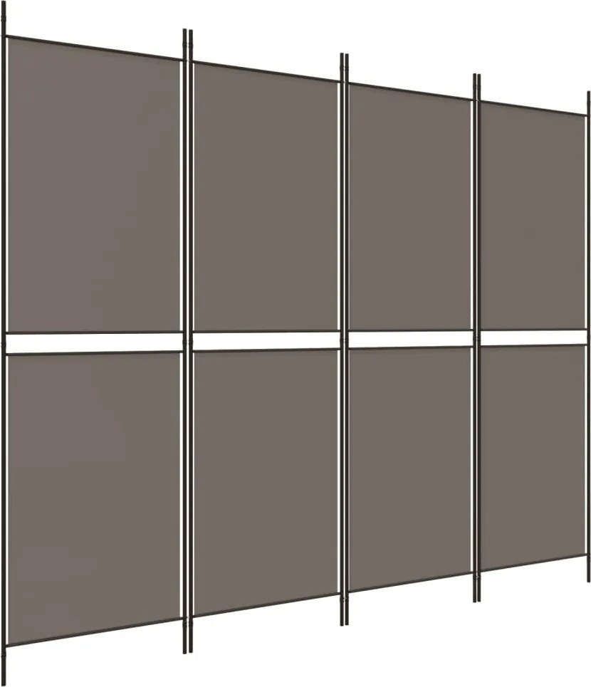 vidaXL 4 paneles antracitszürke szövet térelválasztó 200 x 180 cm
