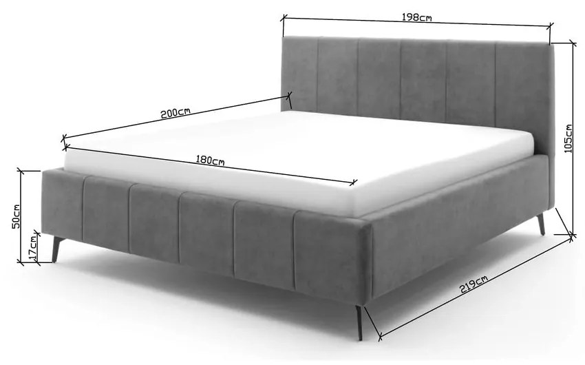 Bézs kárpitozott franciaágy tárolóhellyel ágyráccsal 180x200 cm Lizzano – Meise Möbel
