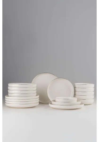 18 részes porcelán étkészlet, fehér/arany