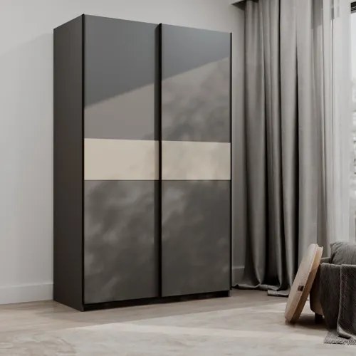 BERNO ruhásszekrény, 120 cm | Antracit/kasmír