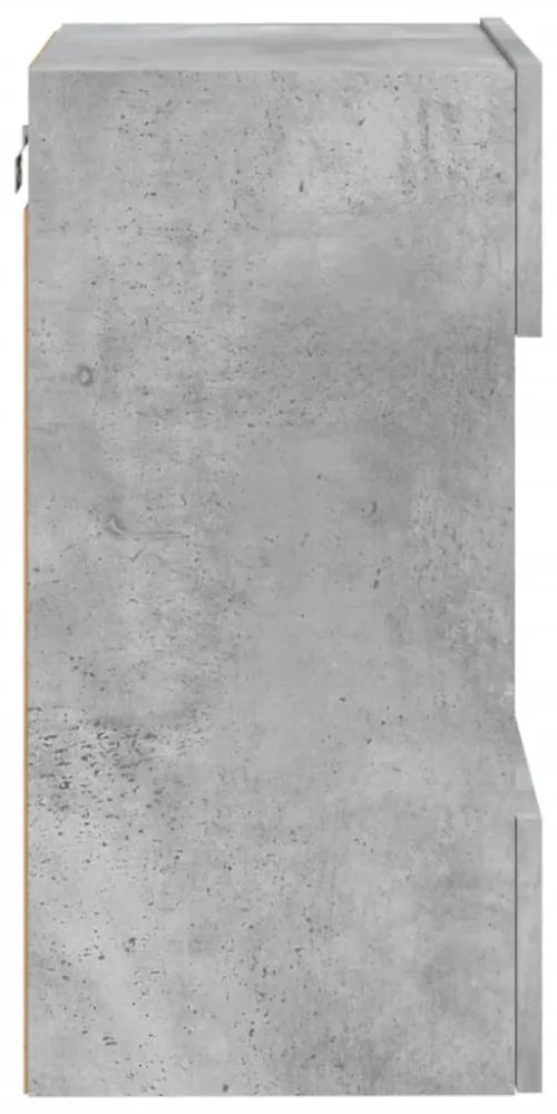 betonszürke falra szerelhető TV-szekrény LED-del 40x30x60,5 cm