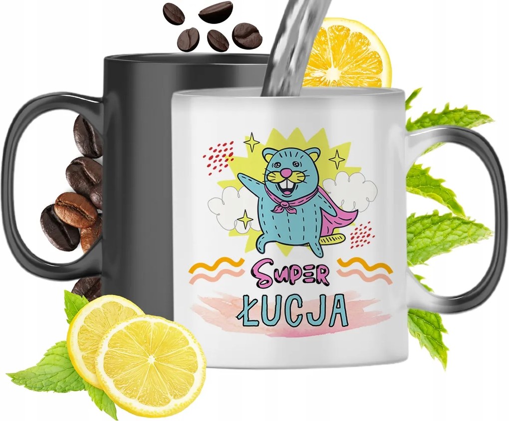 Mágikus bögre Lúciának Fekete matt nyomott mintával 330ml