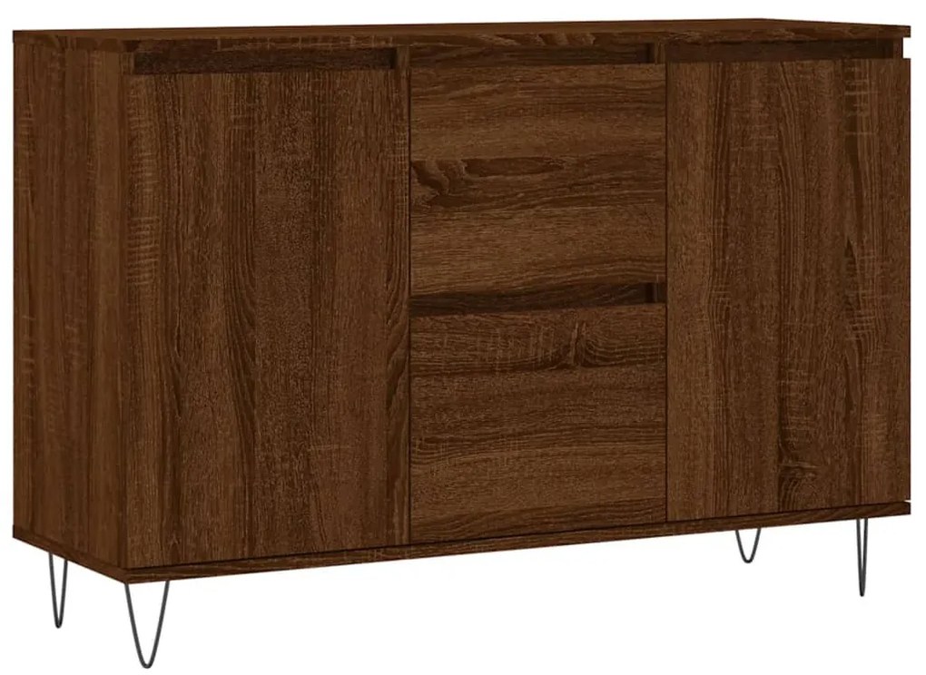 barna tölgyszínű szerelt fa tálalószekrény 104 x 35 x 70 cm