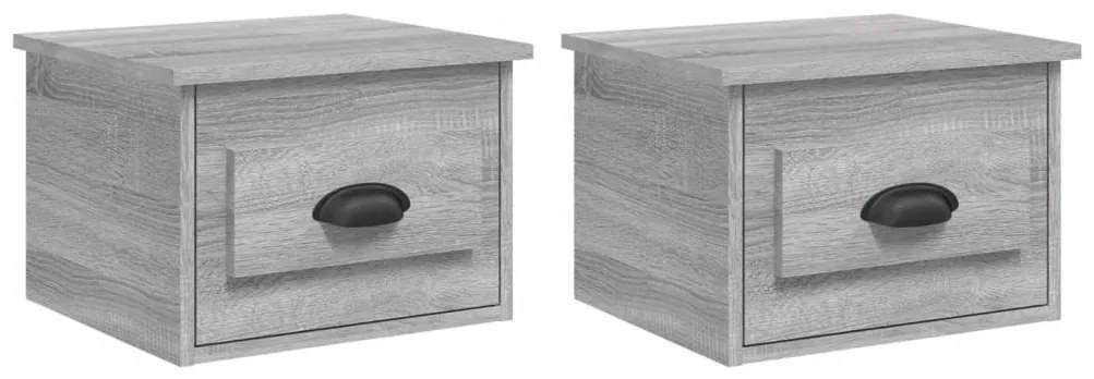 2 db szürke sonoma falra szerelhető éjjeliszekrény 41,5x36x28cm