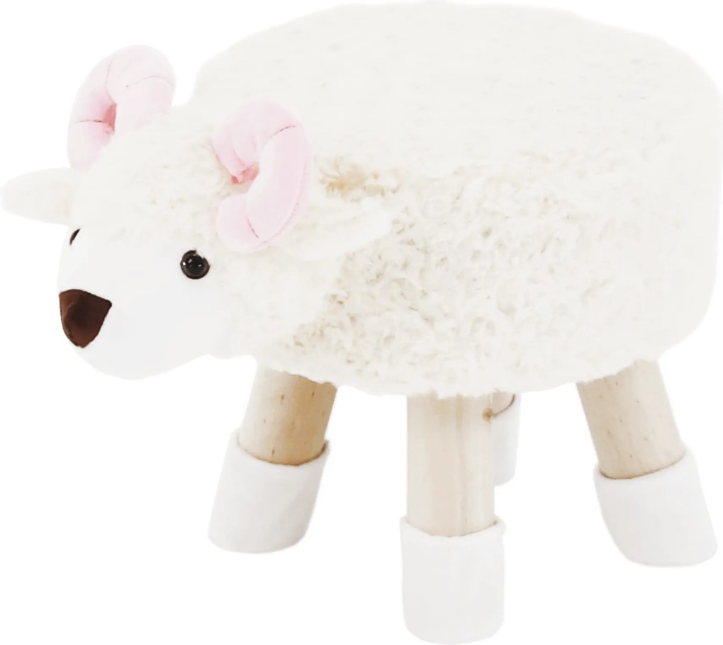Zsámoly bárány alakban, Velvet szövet fehér/rózsaszín/természetes, LOLA