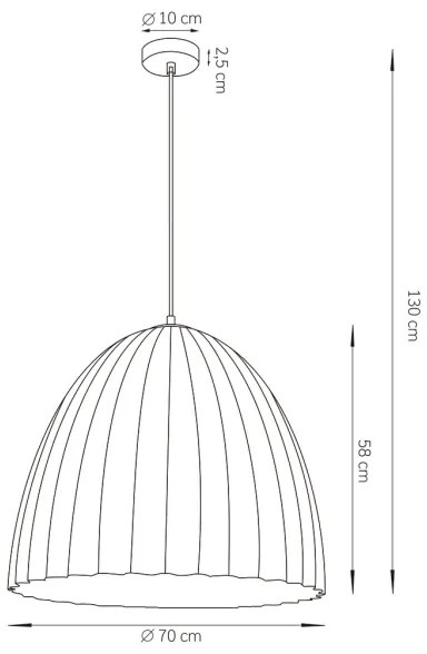 Csillár zsinóron TELMA 1xE27/60W/230V átm. 70 cm barna/arany