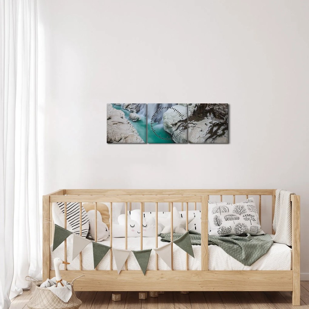Kép - Izlandi természet (órával) (90x30 cm)