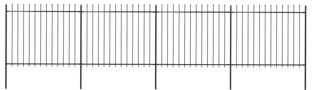 vidaXL fekete lándzsahegyes tetejű kerti acélkerítés 6,8 x 1,5 m