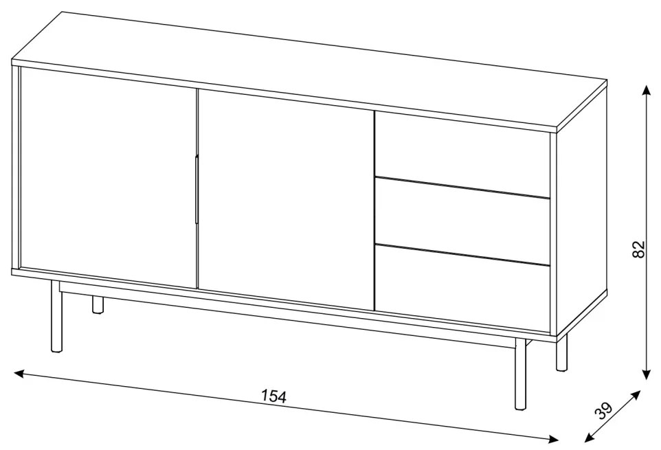 Elegáns Komód Kasmír Színben. VIVA 154 cm.