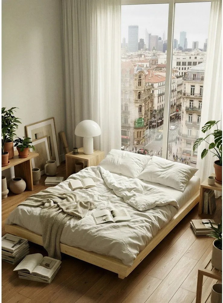 Natúr színű borovi fenyő egyszemélyes ágy ágytámla nélkül, ágyráccsal 120x200 cm Dock – Karup