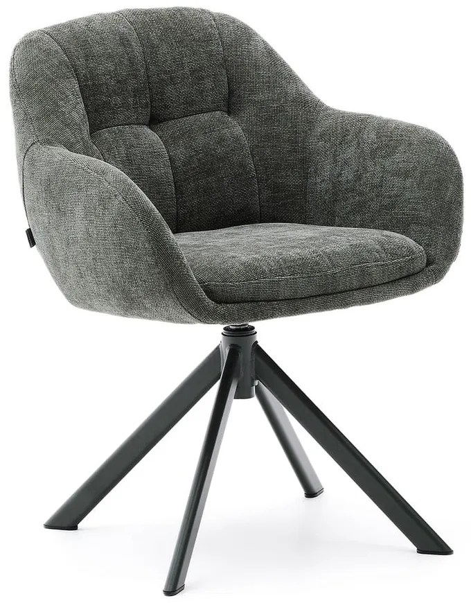 Sötétzöld kárpitozott karfás étkezőfotel Dorina – Kave Home