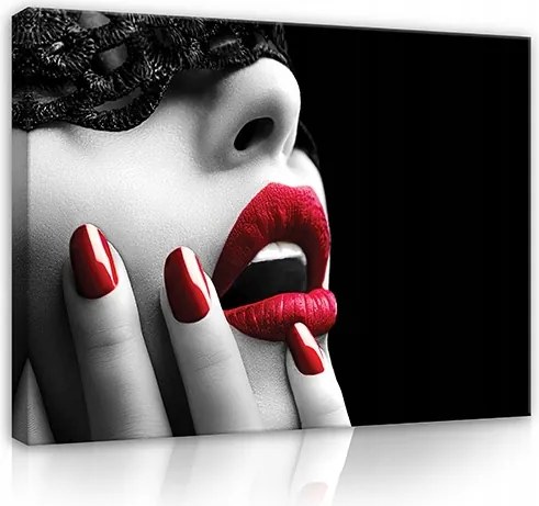 Hálószoba Vászon Falikép Piros Ajkak Nő Nagy XXL 120x80