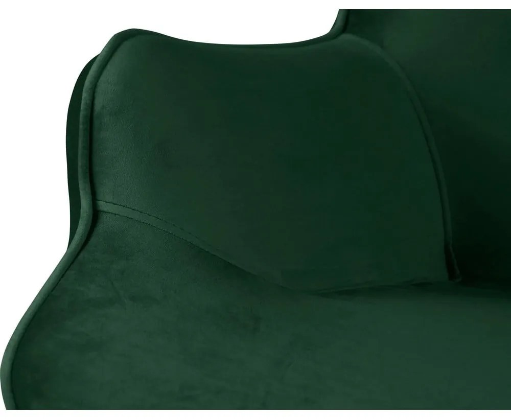 Sötétzöld bársony fotel lábtartóval Niko – Ropez