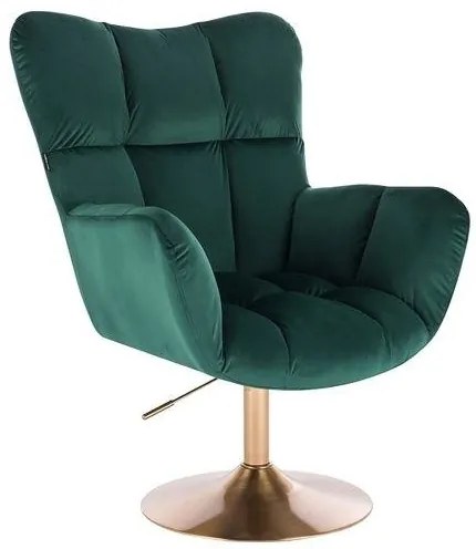 HR650N Sötétzöld modern velúr szék arany lábbal