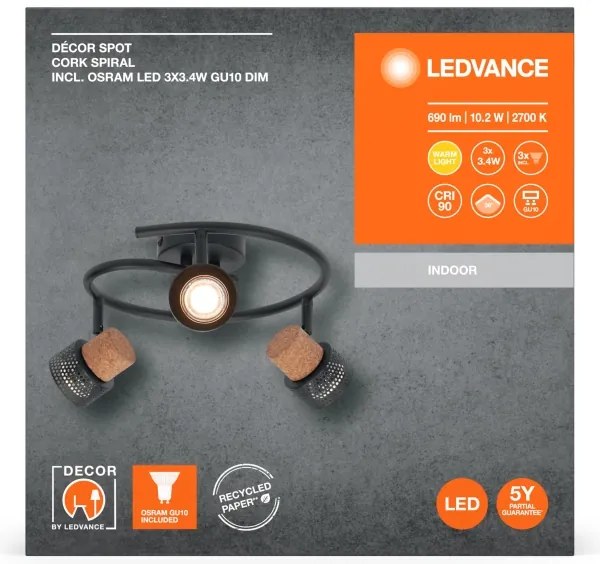 Ledvance - LED spotlámpa DECOR CORK 3xGU10/3,4W/230V