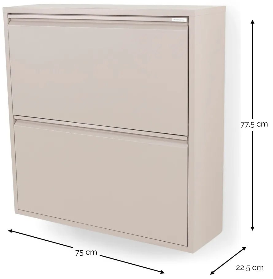 Szürkésbarna fém billenő ajtós cipőtartó 75x77,5x22,5 cm Billy – Spinder Design