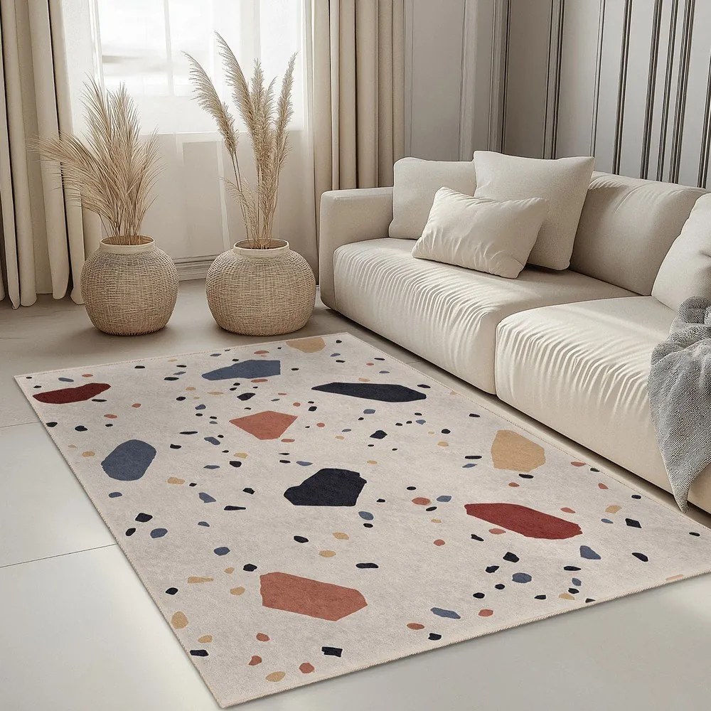 Krémszínű mosható szőnyeg 80x150 cm Cracked Terrazzo – Mila Home